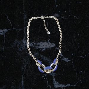 Anne Klein interlocked silver and blue chain necklace